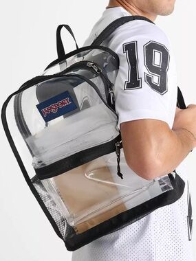 Jansport Clear Backpack with Black Trim and Front Pocket
